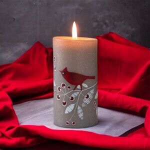 Lucid 6" Gray Cardinal refilliable pillar candle new/sealed